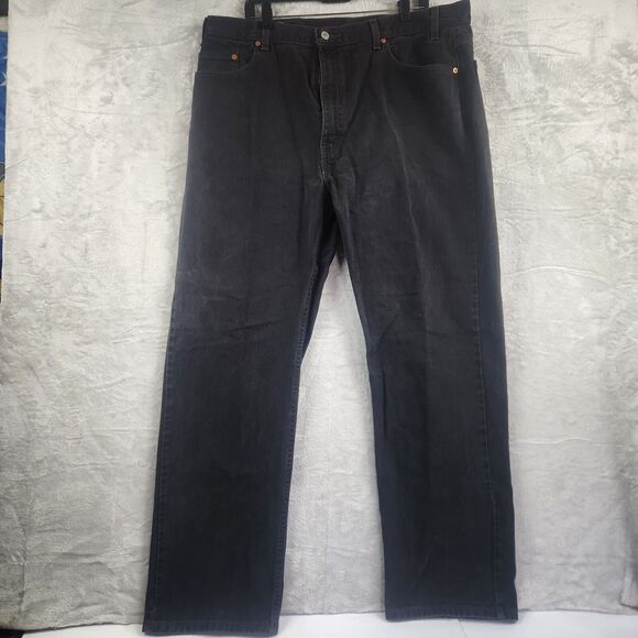 Levi's 505 Men's Regular Fit Jean 42Wx32L - Black Straight Leg - Picture 1 of 6
